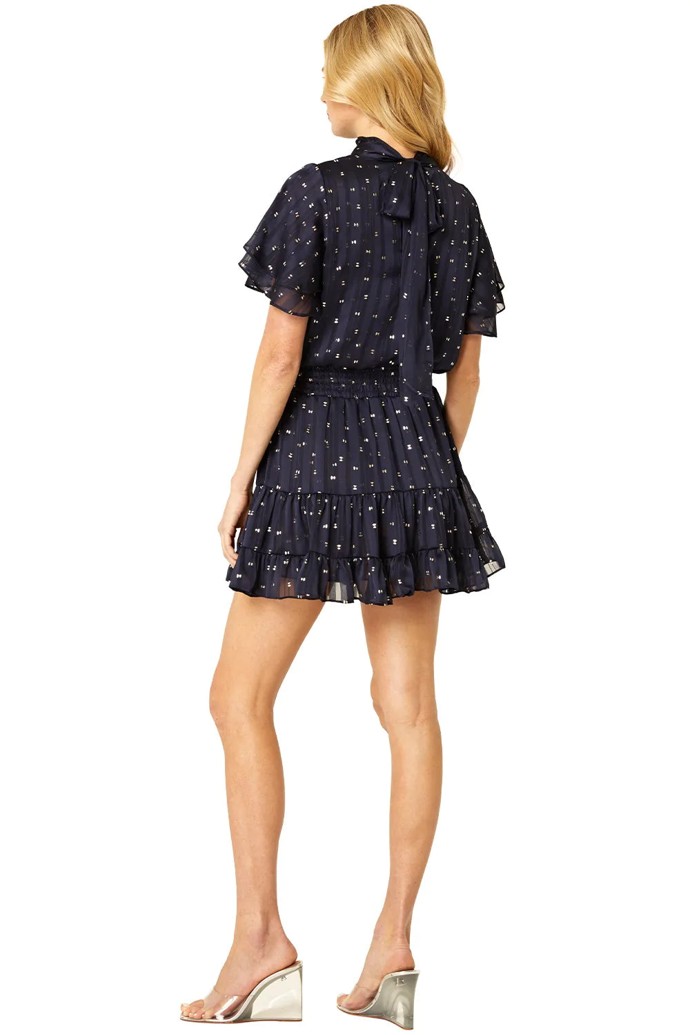 MISA Saffie Dress w Silver Detail - Navy