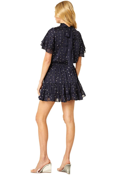 MISA Saffie Dress w Silver Detail - Navy