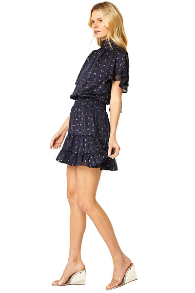 MISA Saffie Dress w Silver Detail - Navy