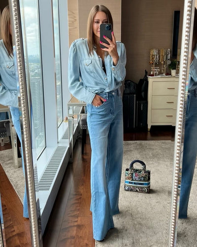 Generation Love Fern Drapey Denim Shirt - Washed Blue