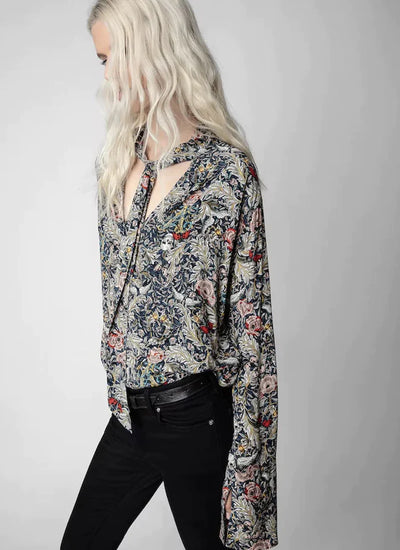 Zadig & Voltaire Soft British Flower Print Blouse - Blueberry