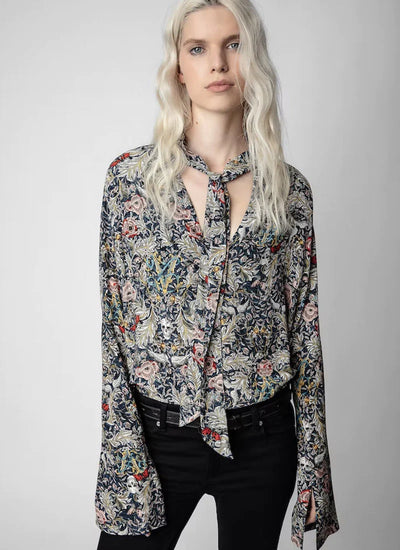 Zadig & Voltaire Soft British Flower Print Blouse - Blueberry