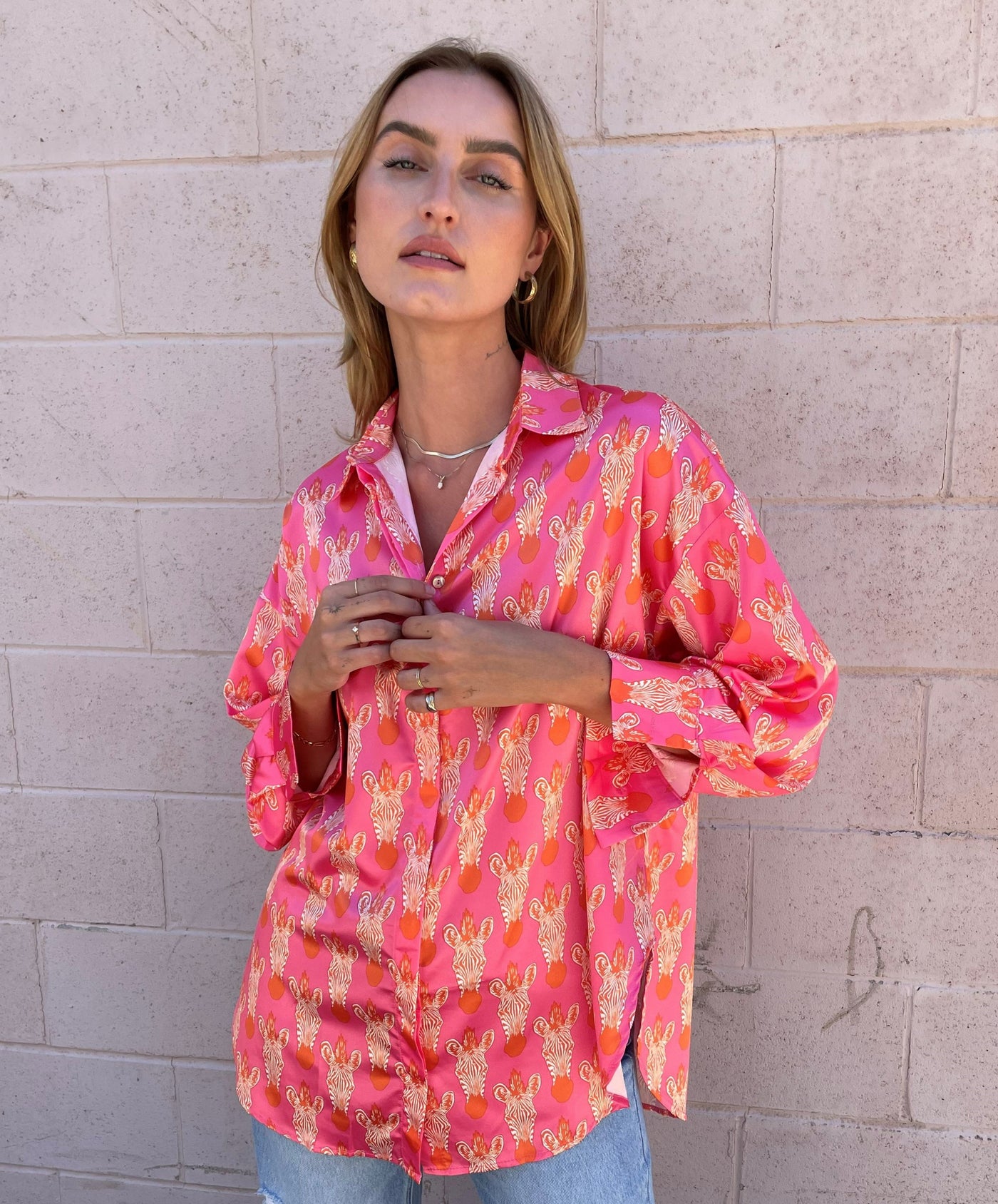 The Pink Door Zebra Shirt - Pink
