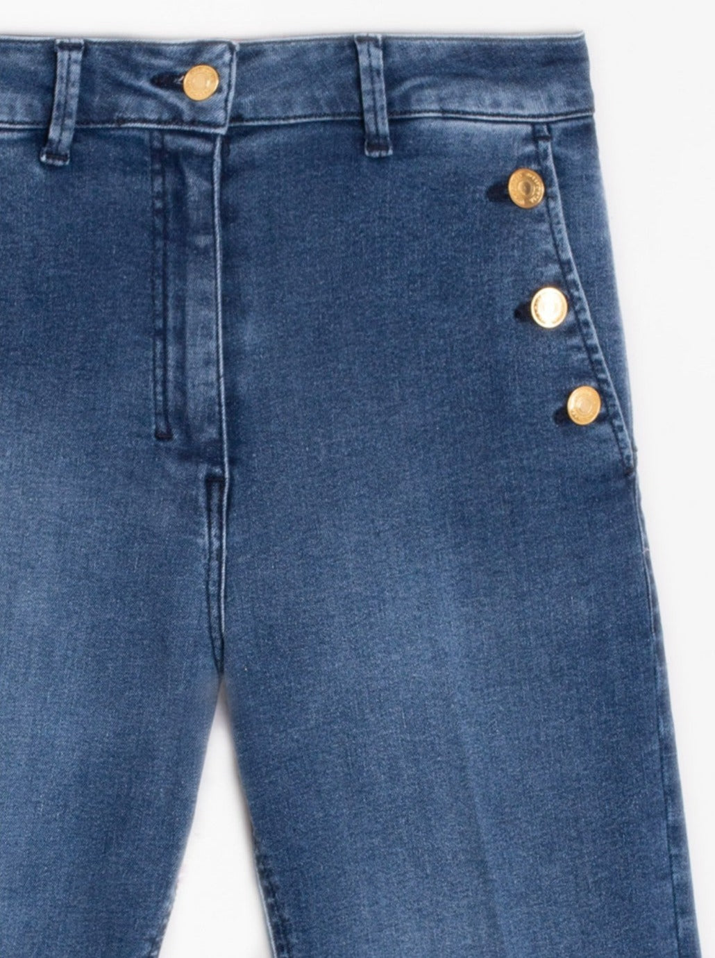 Vilagallo Amelie Flared Dark Wash Denim w/ Gold Buttons