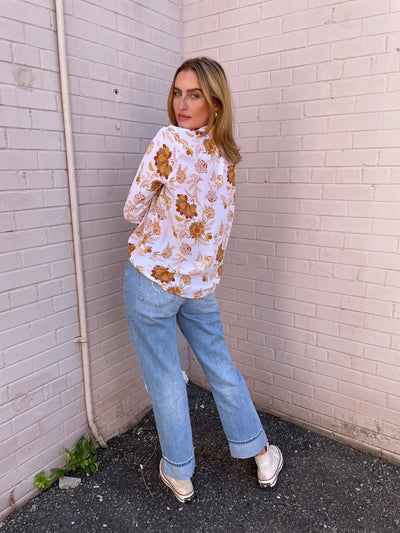 The Pink Door Print Top Cognac