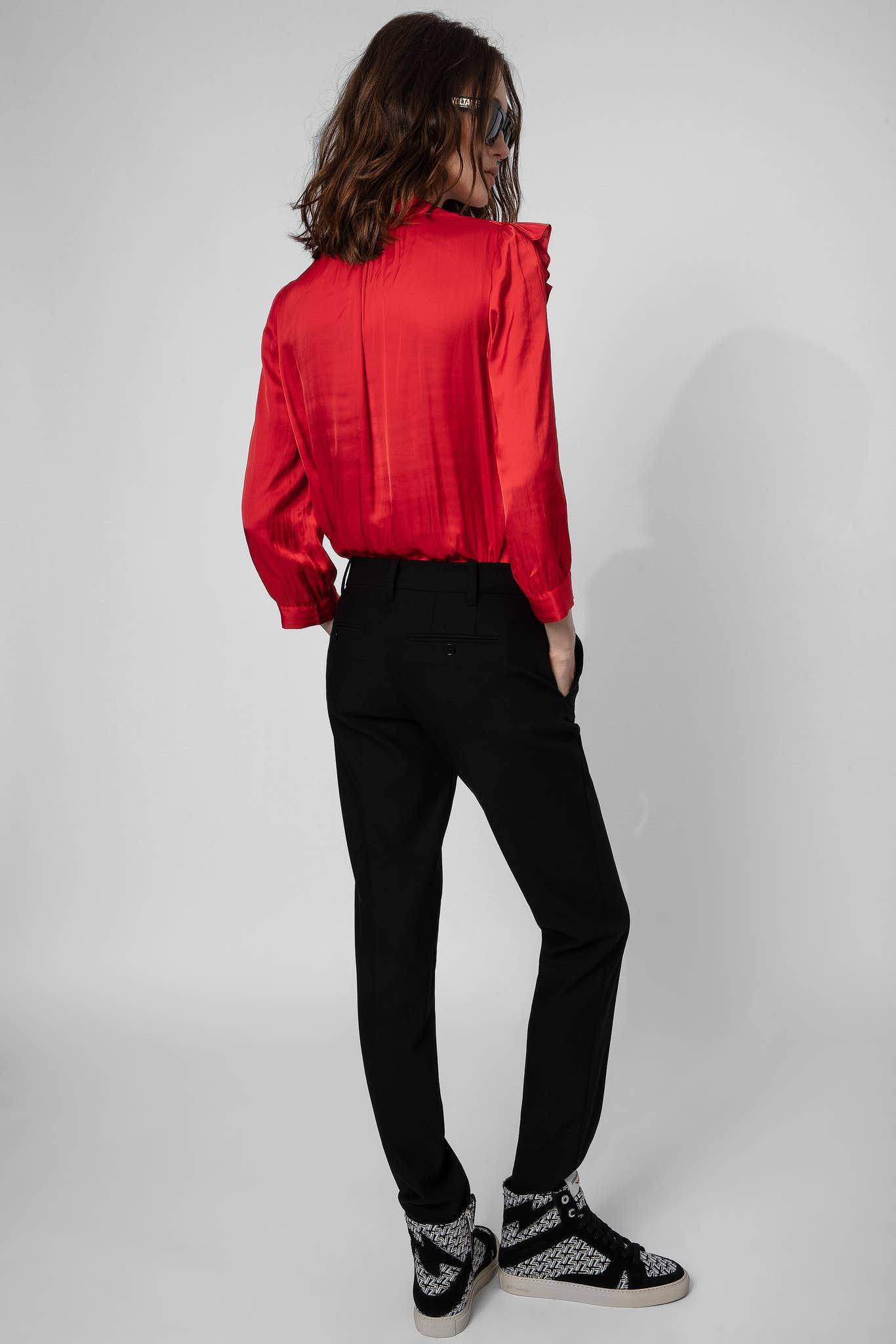 Zadig & Voltaire Tygg Satin Ruffle Blouse -Red