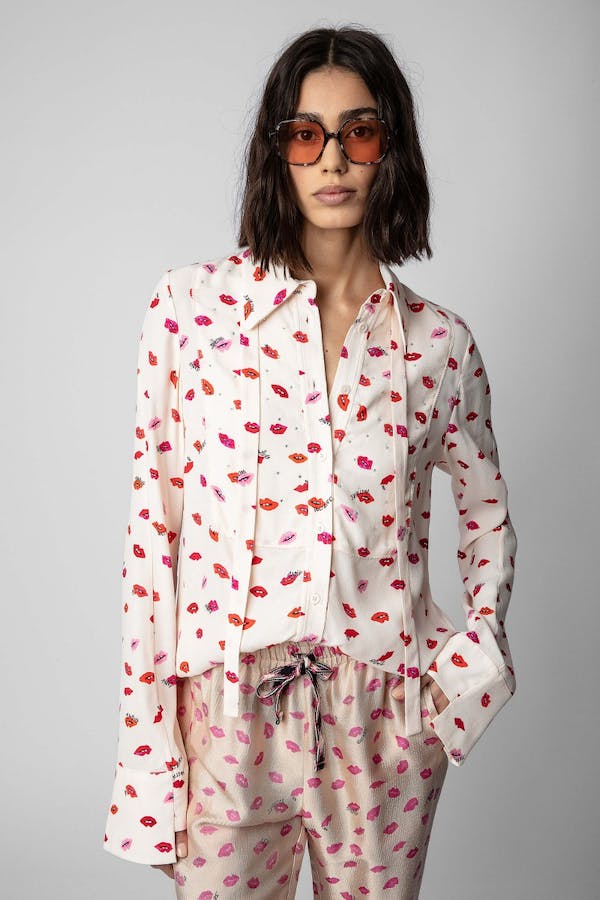 Zadig & Voltaire Tessi Crepe Lips Blouse - Pink Ecru