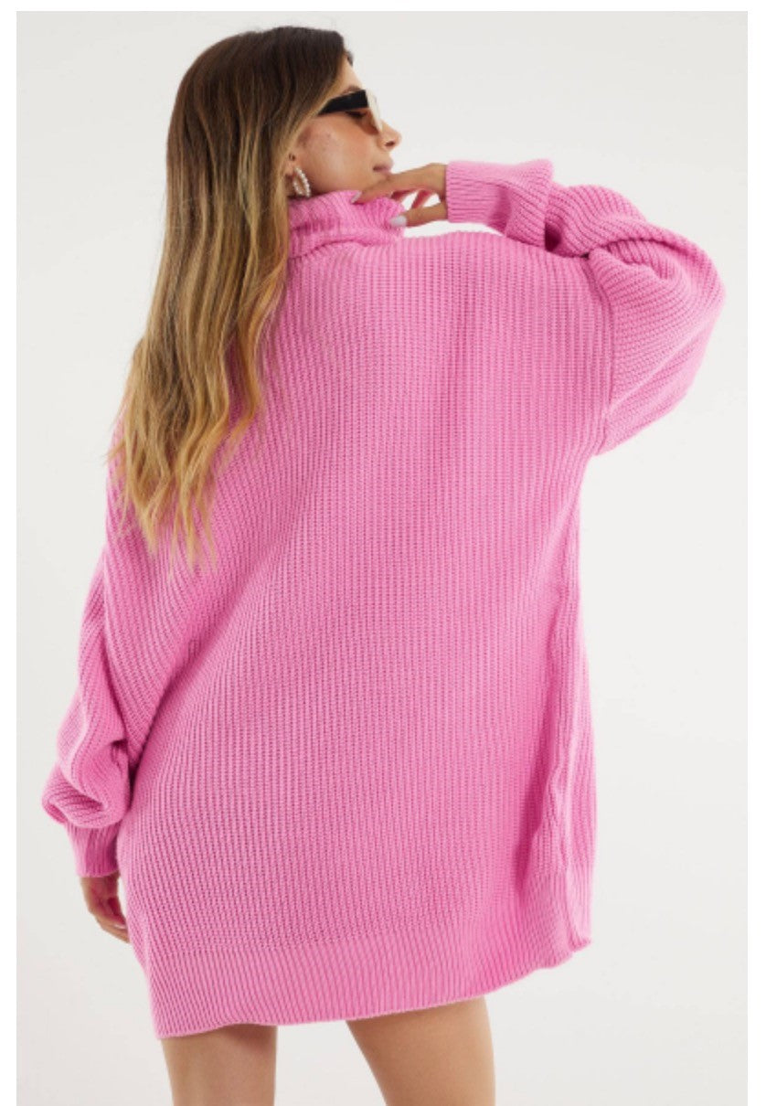 The Pink Door Oversized Knit Sweaters - Pink