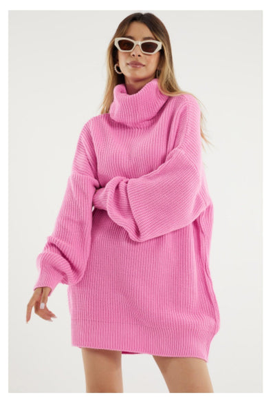 The Pink Door Oversized Knit Sweaters - Pink