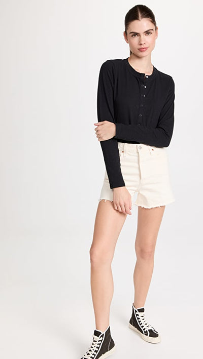 Z Supply Liya Long Sleeve Slub Tee - Black