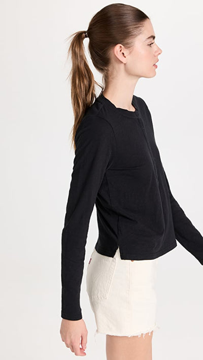 Z Supply Liya Long Sleeve Slub Tee - Black