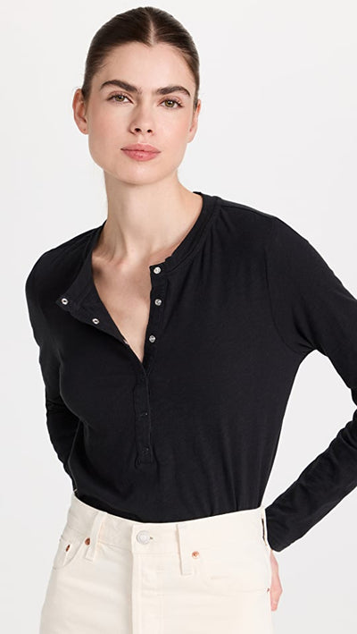 Z Supply Liya Long Sleeve Slub Tee - Black